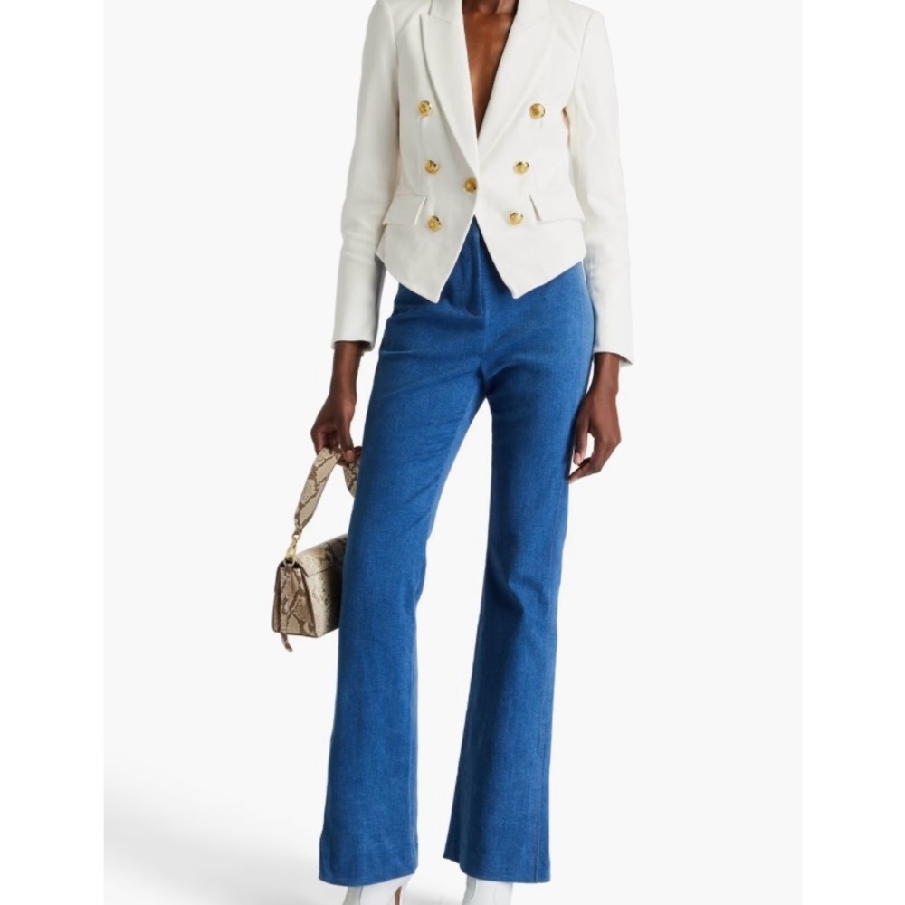 NWT Veronica Beard Cooke Dickey jacket white leather blazer size 6 - Picture 6 of 13
